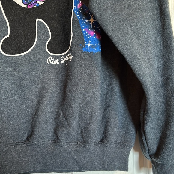 Riot Society unisex gray Panda galaxy crew neck sweatshirt size large - Picture 5 of 8